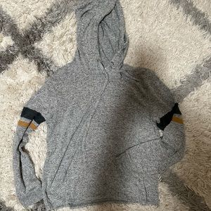 Soft, grey, hooded long sleeve, light wear, young adult size medium